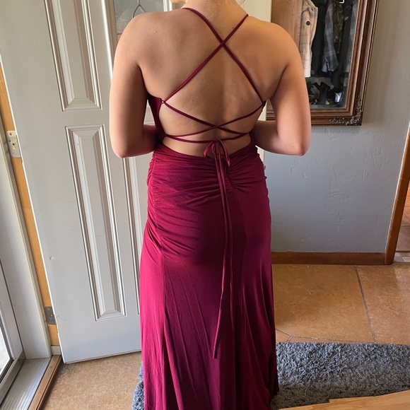 La Femme Wrap Dress Dark Berry. Fits 6-8. - Picture 2 of 2